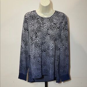 Vince Camuto Blue and Black Animal Print Blouse